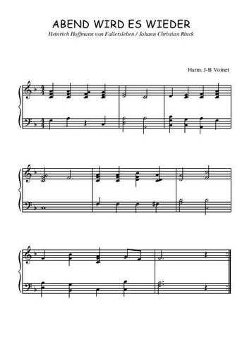 Téléchargez l'arrangement pour piano de la partition de Abend wird es wieder en PDF